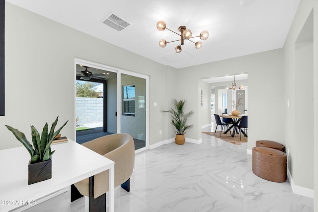 2926 N 16th Ave, Phoenix, AZ 85015 - interior space featuring marble finish floor, an inviting chandelier, and a healthy amount of sunlight