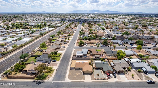 bird's eye view with a mountain view