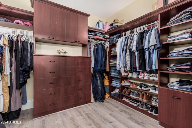 spacious closet with light wood-type flooring