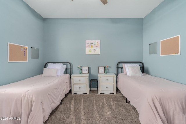 bedroom with carpet flooring and ceiling fan