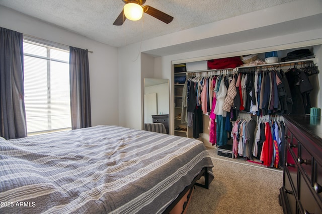 17032 N 16th Dr Unit 8, Phoenix, AZ 85023 - bedroom with a closet, a textured ceiling, carpet, and ceiling fan
