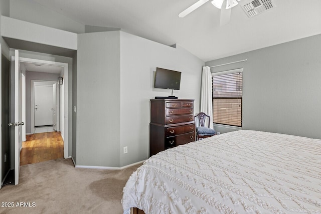 878 E Mountain View Rd, San Tan Valley, AZ 85143 - carpeted bedroom with vaulted ceiling and ceiling fan