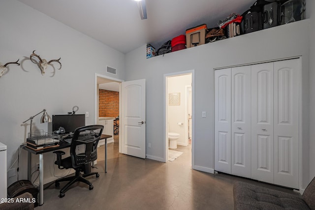 office featuring high vaulted ceiling