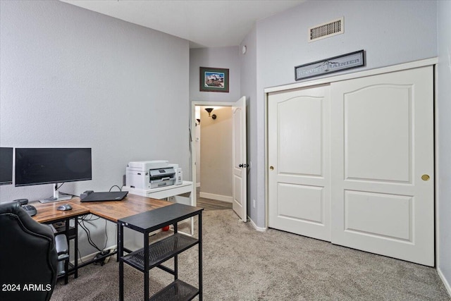 office featuring light colored carpet