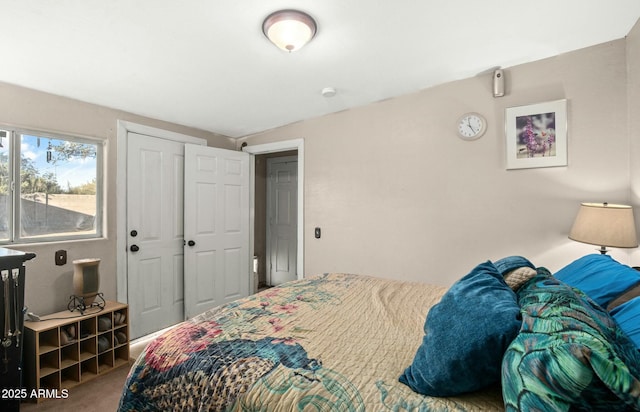 bedroom with carpet floors and a closet