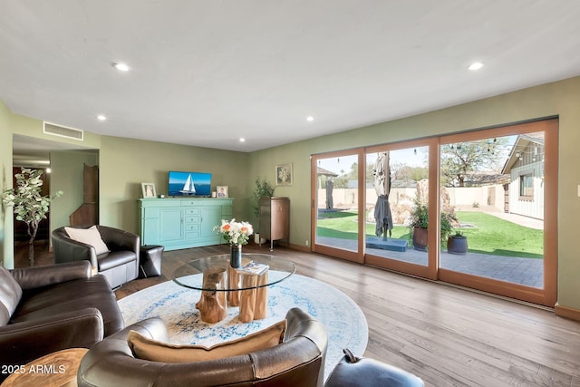 living room featuring light hardwood / wood-style floors