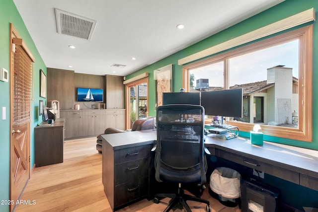 office area featuring light wood-type flooring