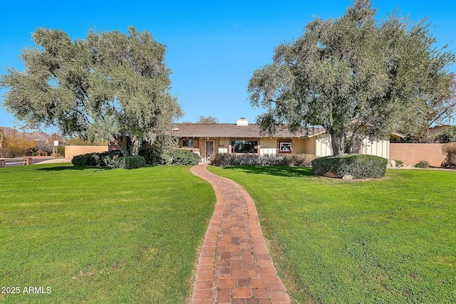 ranch-style home with a front yard