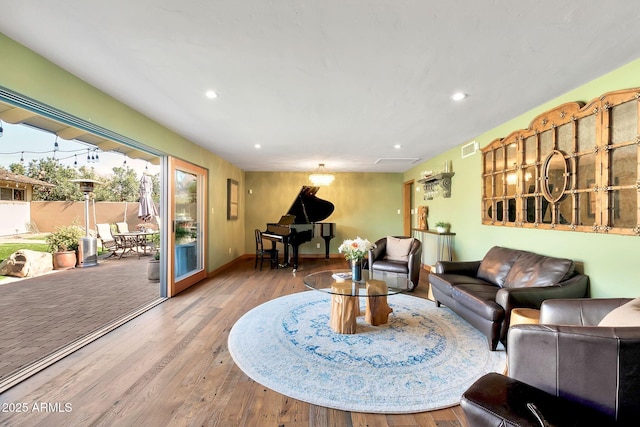 living room featuring wood-type flooring