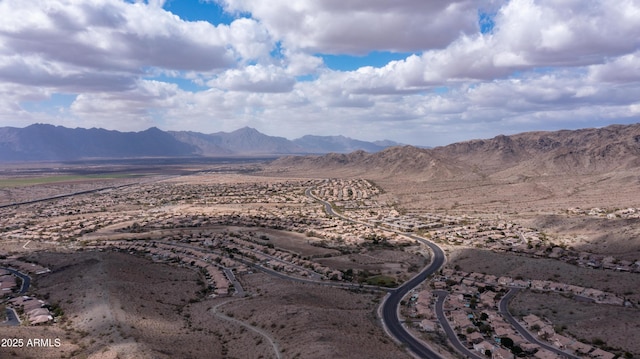 drone / aerial view with a mountain view