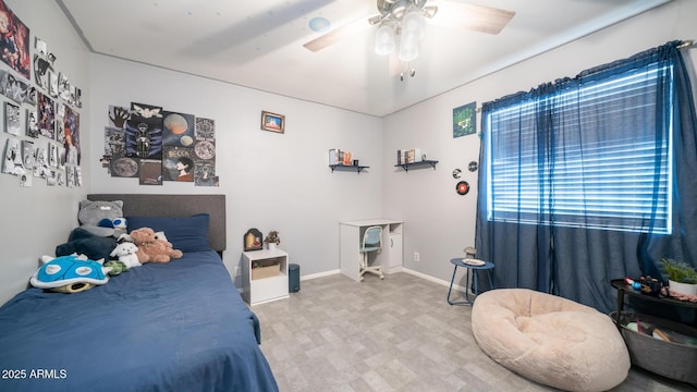 bedroom featuring ceiling fan