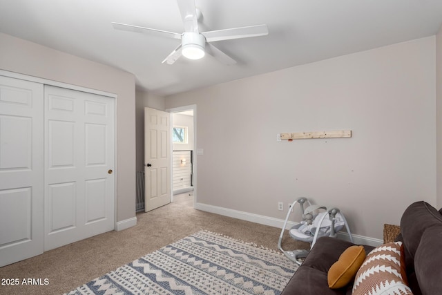 8807 E Dahlia Dr, Scottsdale, AZ 85260 - sitting room featuring light colored carpet, baseboards, and ceiling fan