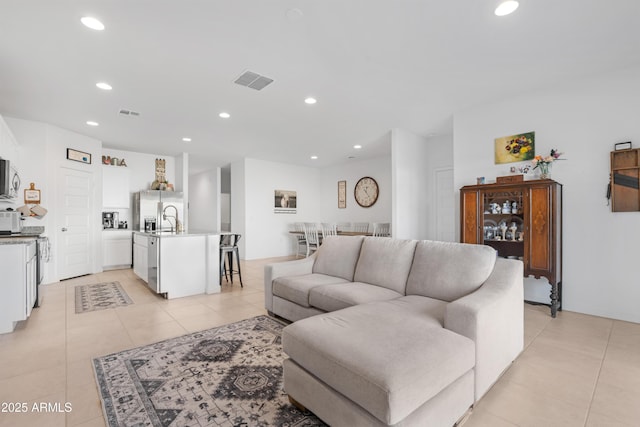 view of tiled living room