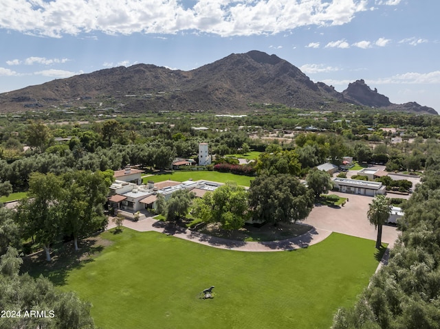 aerial view with a mountain view