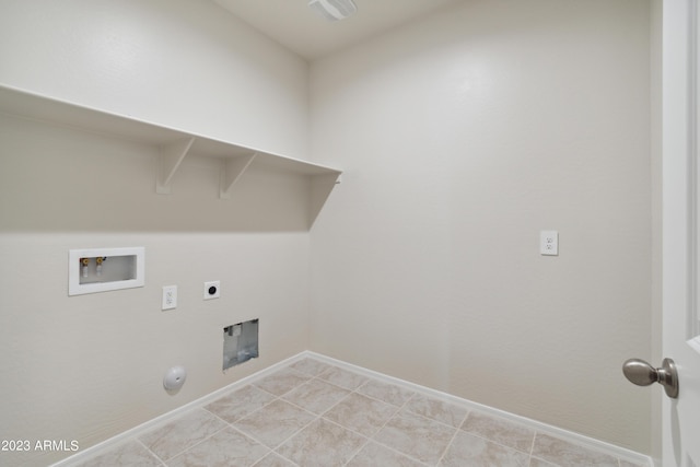 laundry area featuring hookup for a gas dryer, electric dryer hookup, and hookup for a washing machine