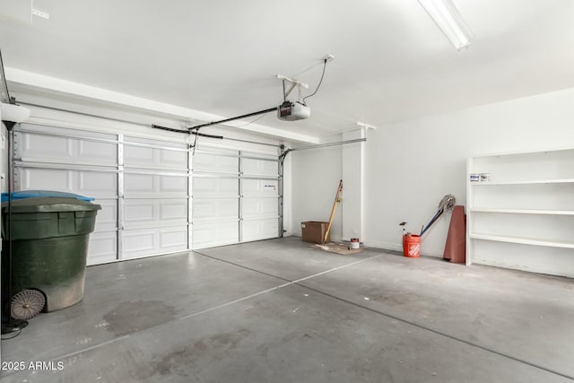 garage with a garage door opener