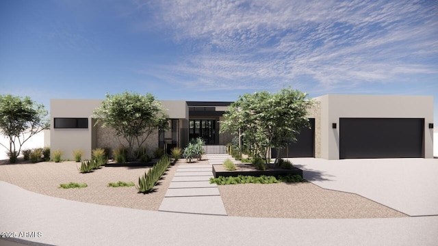 8528 E Clydesdale Trl, Scottsdale, AZ 85258 - modern home with an attached garage, driveway, and stucco siding