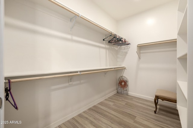 walk in closet featuring light hardwood / wood-style flooring