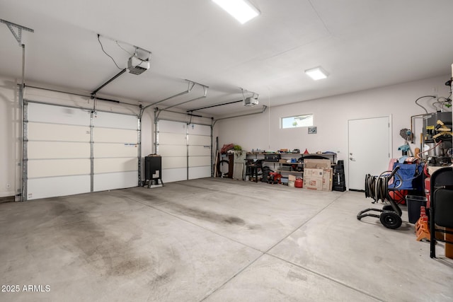 garage with a garage door opener