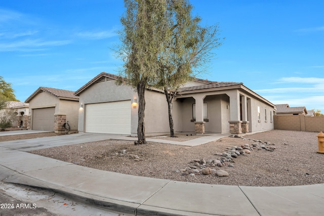 view of front of house with a garage