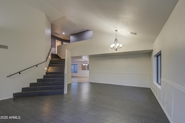 interior space with an inviting chandelier