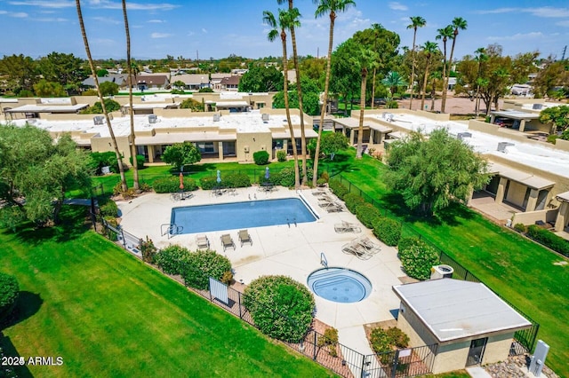 bird's eye view with a residential view