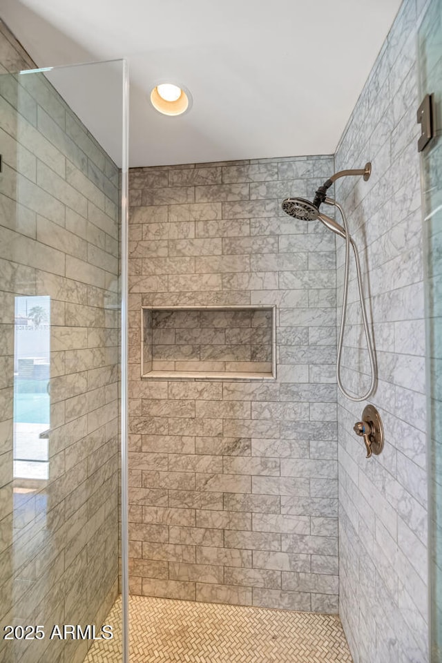 bathroom with a stall shower