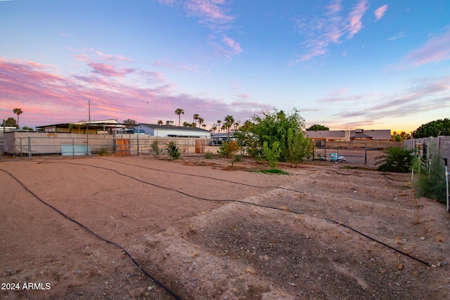 view of yard at dusk