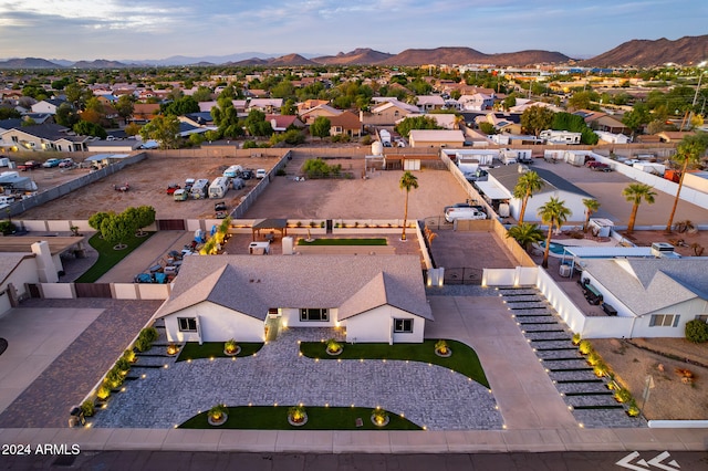 drone / aerial view with a mountain view