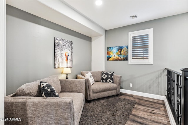 living room with hardwood / wood-style flooring