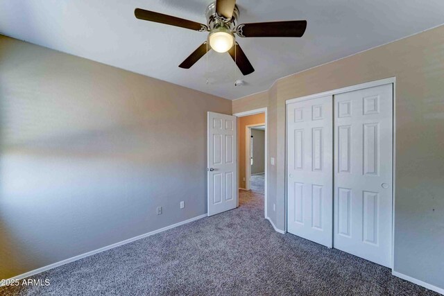 10524 W Pima St, Tolleson, AZ 85353 - unfurnished bedroom with carpet floors, a closet, and a ceiling fan