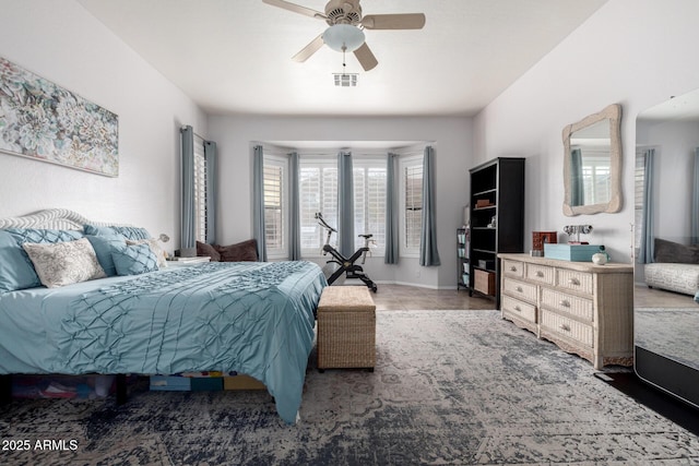 bedroom featuring ceiling fan