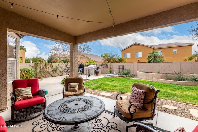 view of patio / terrace featuring an outdoor living space