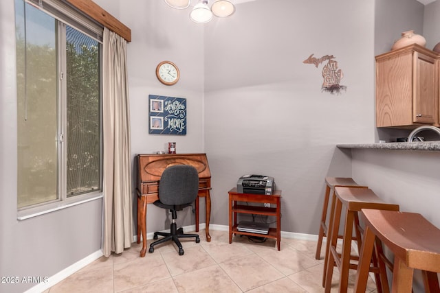 5271 E 10th Ave, Apache Junction, AZ 85119 - home office featuring light tile patterned floors and a chandelier