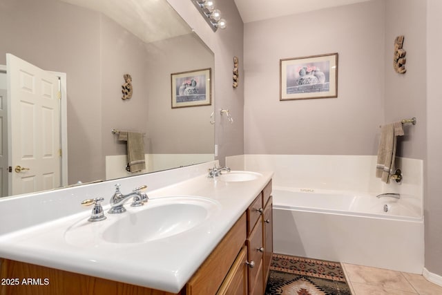 5271 E 10th Ave, Apache Junction, AZ 85119 - full bathroom with a bath, double vanity, and tile patterned flooring