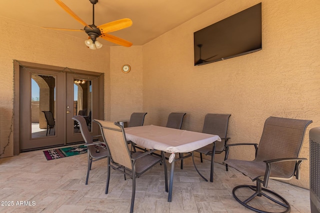 5271 E 10th Ave, Apache Junction, AZ 85119 - view of patio featuring french doors, outdoor dining area, and a ceiling fan