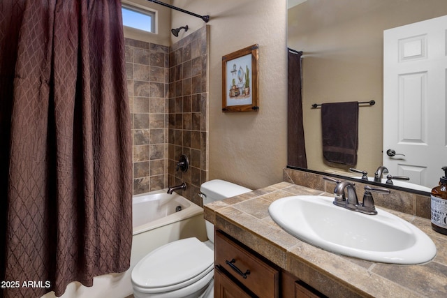 2614 E Carob Dr, Gilbert, AZ 85298 - bathroom featuring shower / bath combination with curtain and vanity