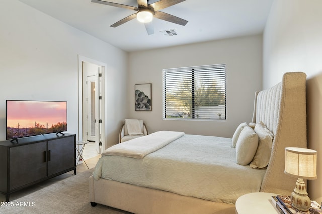 bedroom featuring ceiling fan