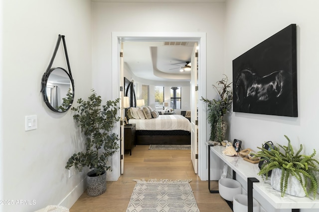 bedroom featuring light hardwood / wood-style floors