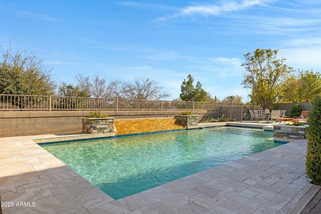 view of pool featuring a fenced in pool, a patio area, and a fenced backyard