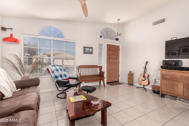 view of tiled living room