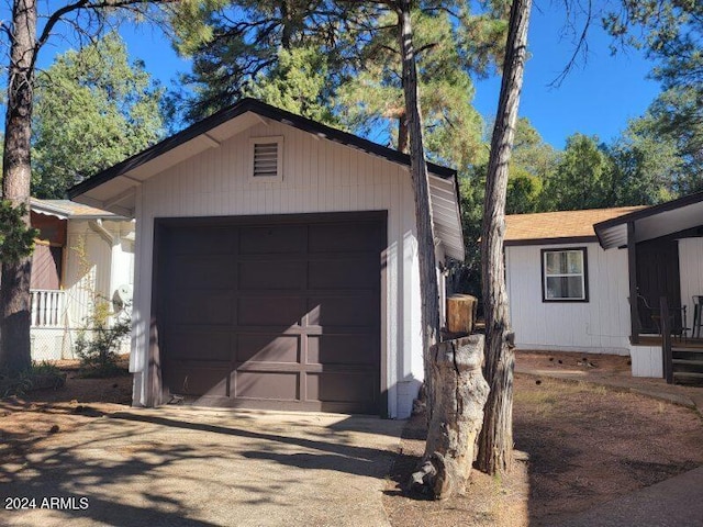 view of garage