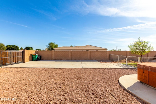 view of yard with a patio area and a fenced backyard