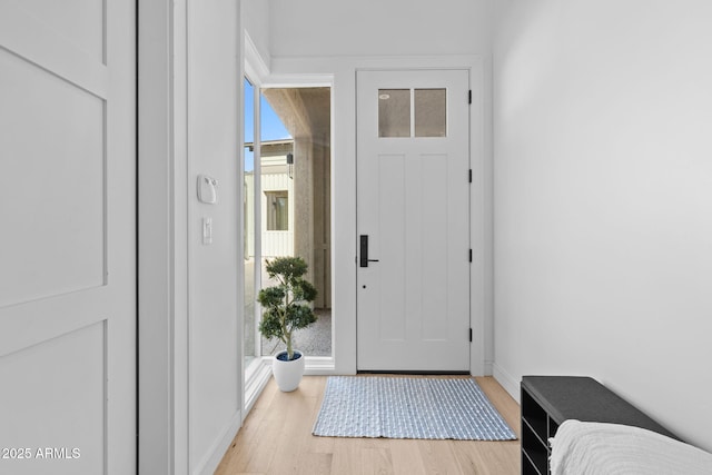 doorway featuring light wood-type flooring