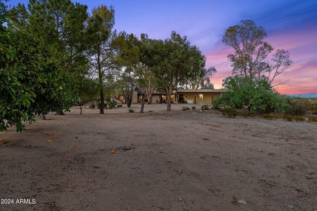 view of yard at dusk