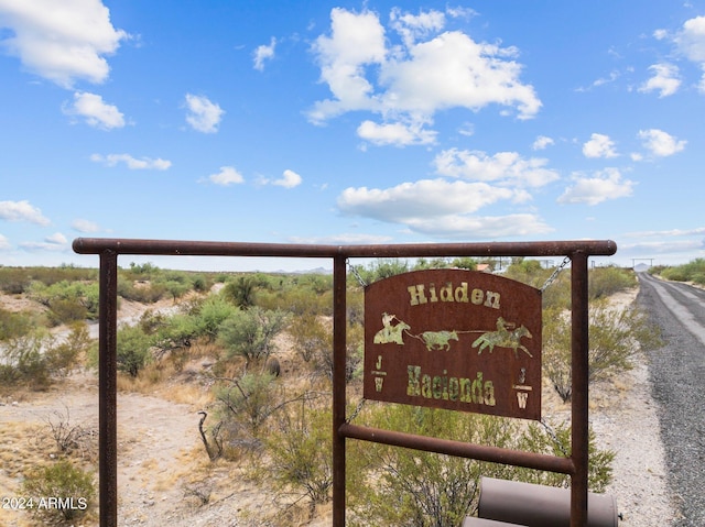 view of community sign