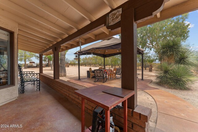 view of patio featuring a gazebo