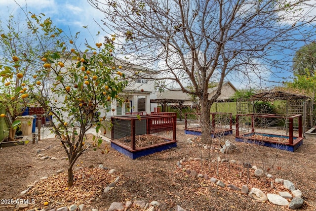 view of yard with a garden and fence