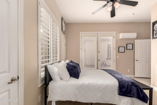20532 W Summit Pl, Buckeye, AZ 85396 - bedroom with french doors, multiple windows, access to outside, and a wall unit AC