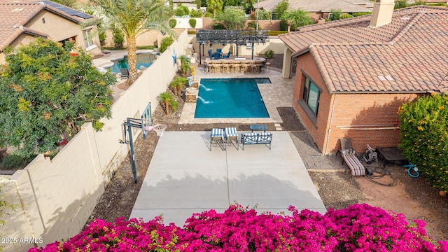 20532 W Summit Pl, Buckeye, AZ 85396 - view of swimming pool featuring a fenced backyard, a patio, and a pergola
